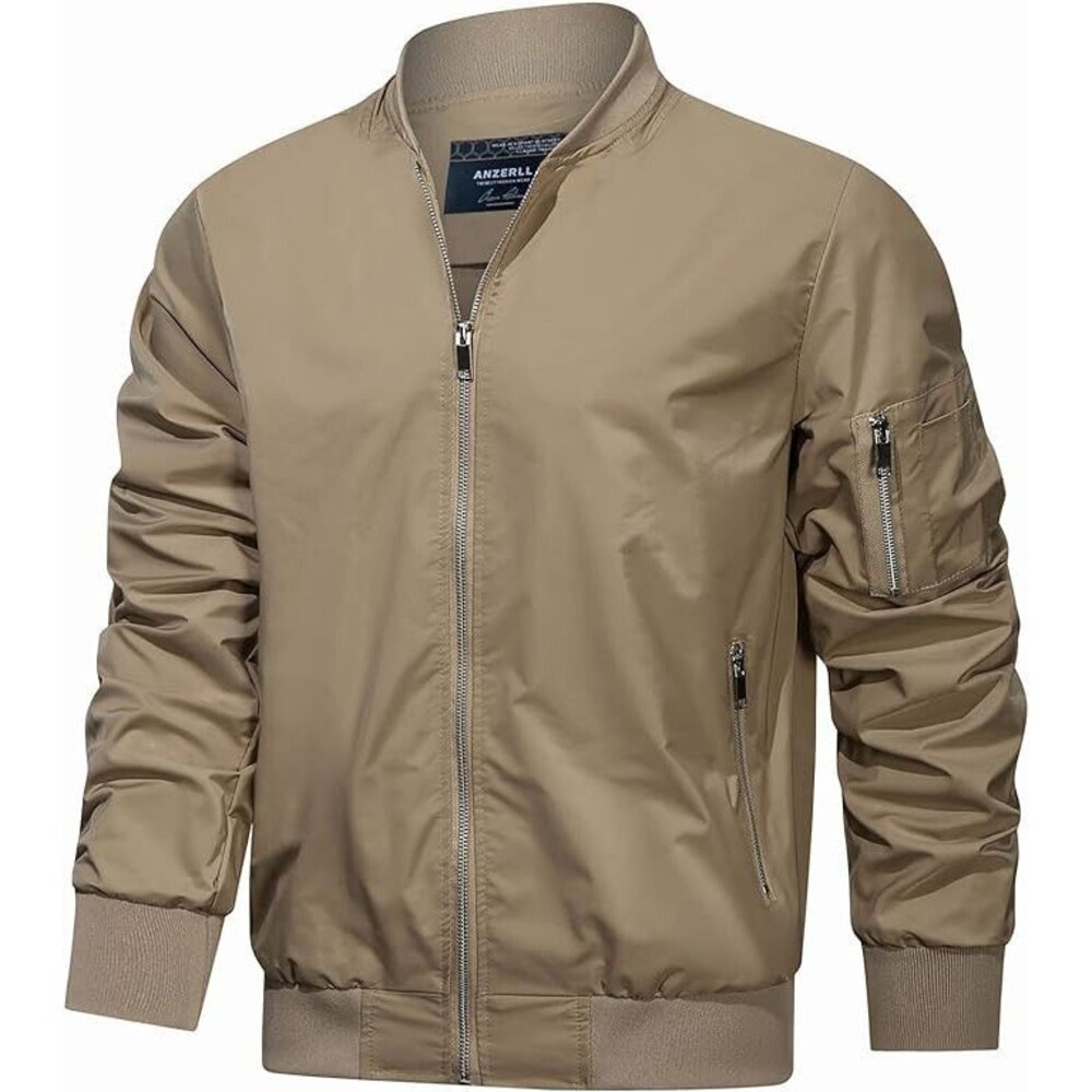 anzerll Men's Flight Bomber Jacket Casual Lightweight Softshell Windbreaker, S
